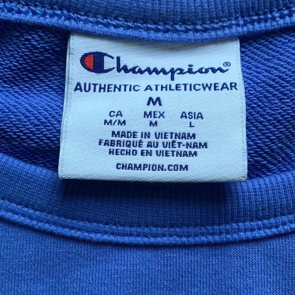 Champion Cropped Sweatshirt French Terry Top Blue - Picture 5 of 8